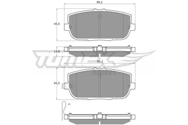 TOMEX BRAKES Bremžu uzliku kompl., Disku bremzes TX 19-03